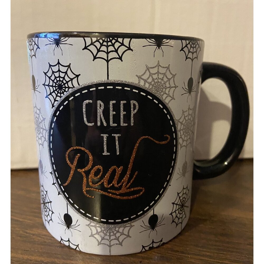 Halloween Coffee Mug  20oz Creep It Real Mug Spider Webs.